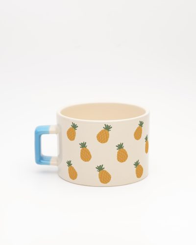 Mavi kulplu Ananas Desenli Fincan, arka yüz