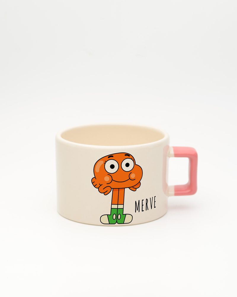 Pembe kulplu İsme Özel Darwin Fincan, ön yüz