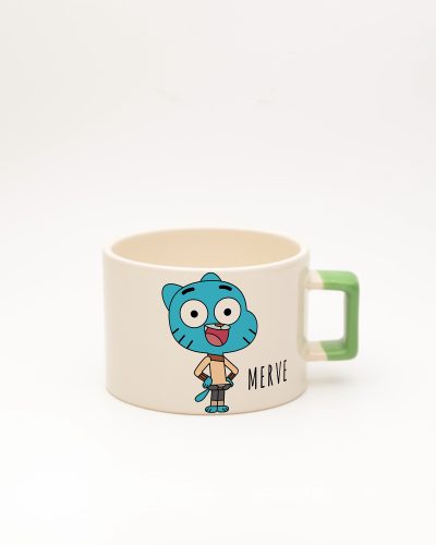 Açık Yeşil kulplu İsme Özel Gumball Fincan, ön yüz
