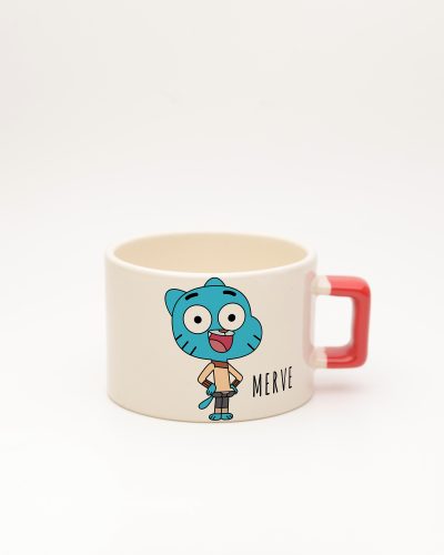 Kırmızı kulplu İsme Özel Gumball Fincan, ön yüz