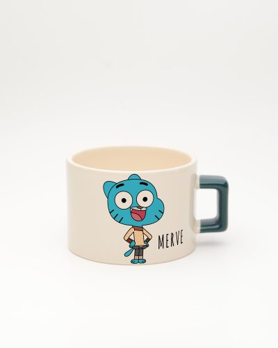Koyu Yeşil kulplu İsme Özel Gumball Fincan, ön yüz