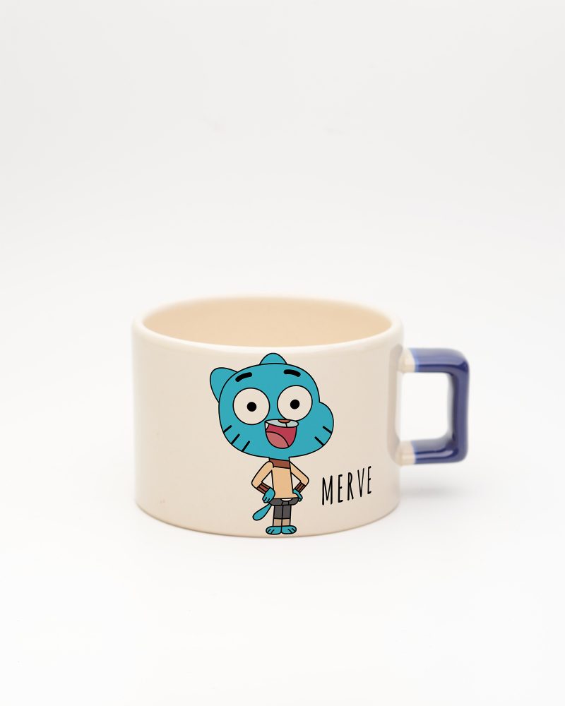 Lacivert kulplu İsme Özel Gumball Fincan, ön yüz