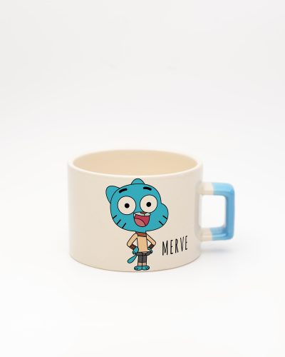 Mavi kulplu İsme Özel Gumball Fincan, ön yüz
