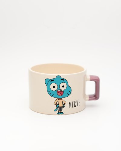 Mor kulplu İsme Özel Gumball Fincan, ön yüz
