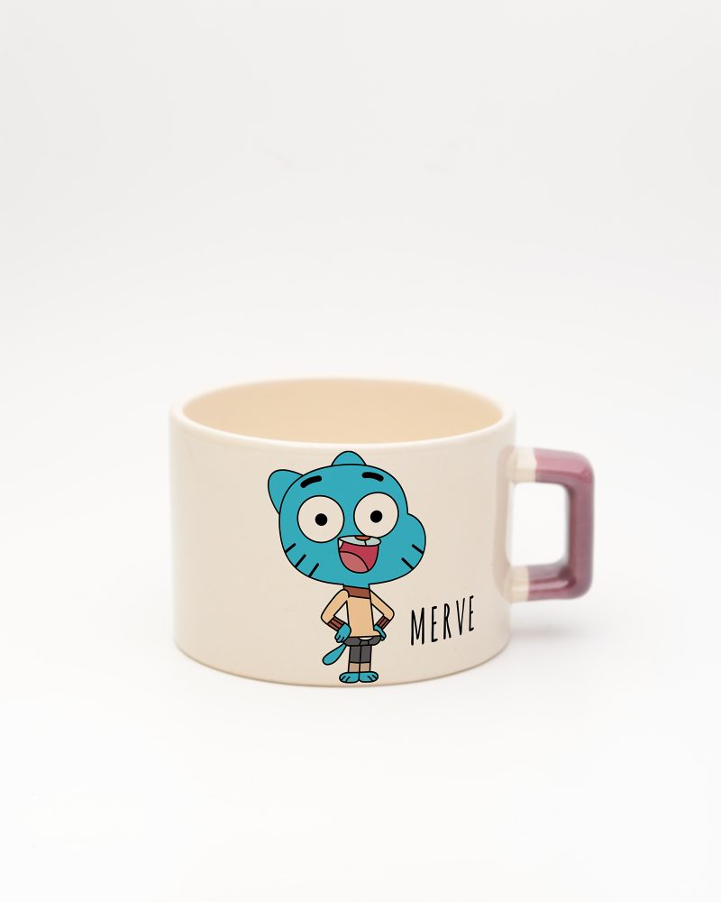 Mor kulplu İsme Özel Gumball Fincan, ön yüz