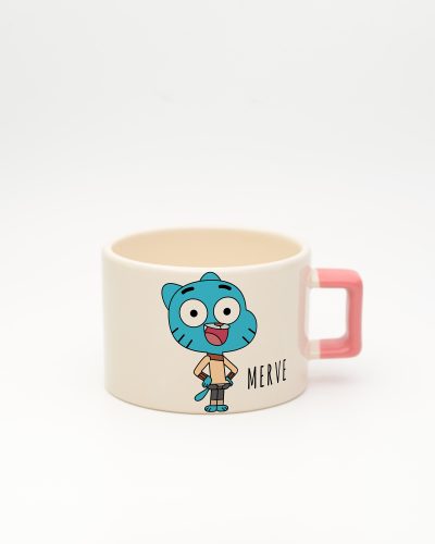 Pembe kulplu İsme Özel Gumball Fincan, ön yüz