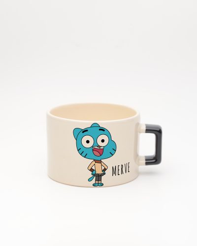 Siyah kulplu İsme Özel Gumball Fincan, ön yüz