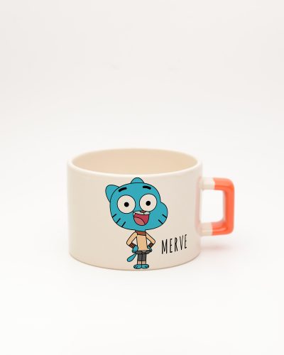 Turuncu kulplu İsme Özel Gumball Fincan, ön yüz