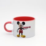 Kırmızı kulplu ve içi kırmızı İsme Özel Mickey Mouse Fincan, arka yüz