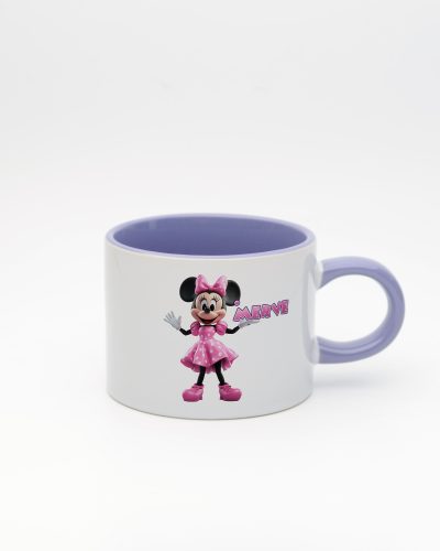 Lila kulplu ve içi lila İsme Özel Minnie Mouse Fincan, ön yüz