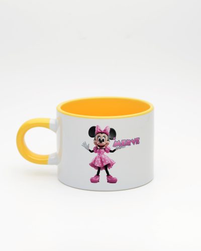 Sarı kulplu ve içi sarı İsme Özel Minnie Mouse Fincan, arka yüz