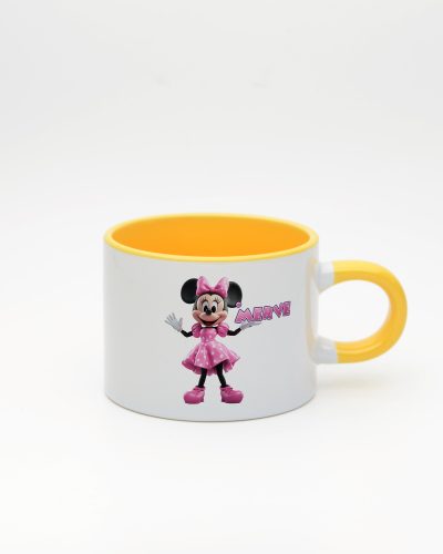 Sarı kulplu ve içi sarı İsme Özel Minnie Mouse Fincan, ön yüz