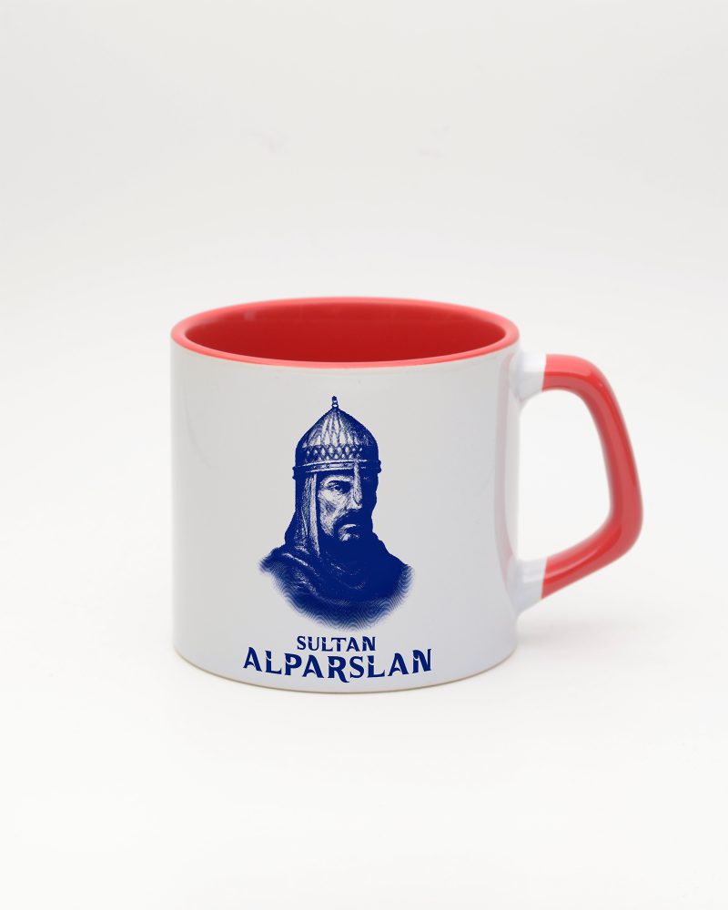 Kırmızı kulplu ve içi kırmızı Sultan Alparslan Kupa, ön yüz