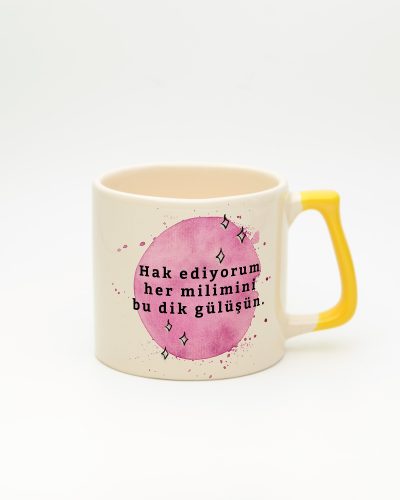 Sarı kulplu Dik Gülüş Kupa, ön yüz