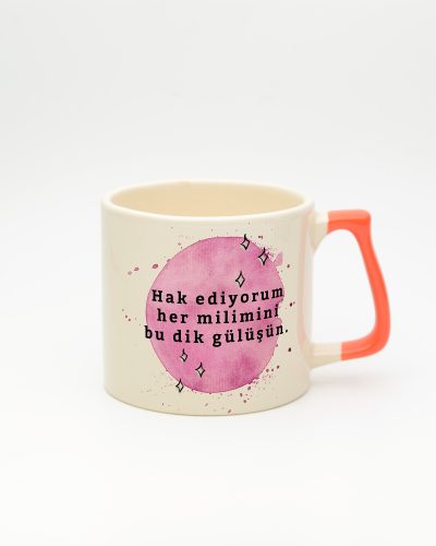 Turuncu kulplu Dik Gülüş Kupa, ön yüz