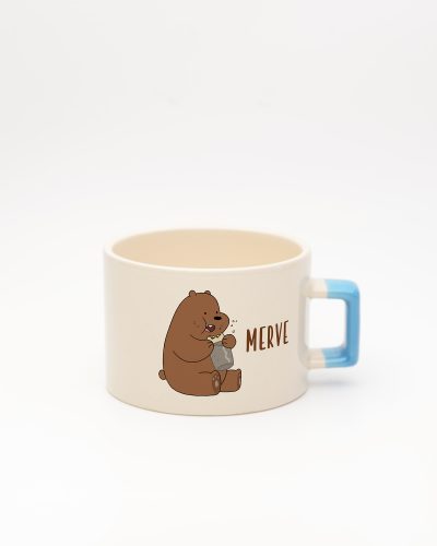 Mavi kulplu İsme Özel Kafadar Ayılar Fincan Grizzly, ön yüz