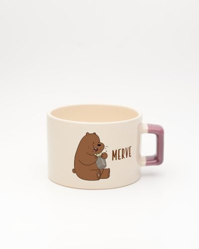 Mor kulplu İsme Özel Kafadar Ayılar Fincan Grizzly, ön yüz