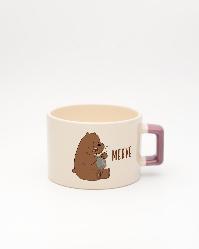 Mor kulplu İsme Özel Kafadar Ayılar Fincan Grizzly, ön yüz