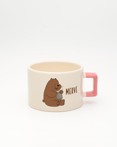 Pembe kulplu İsme Özel Kafadar Ayılar Fincan Grizzly, ön yüz