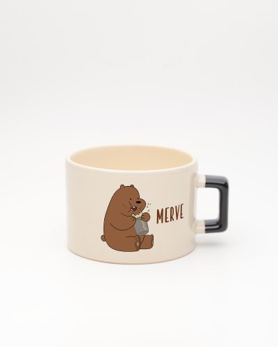Siyah kulplu İsme Özel Kafadar Ayılar Fincan Grizzly, ön yüz