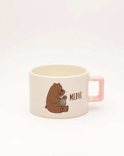 Toz Pembe kulplu İsme Özel Kafadar Ayılar Fincan Grizzly, ön yüz