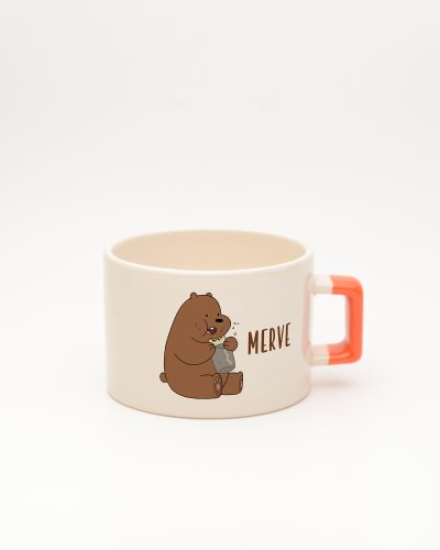 Turuncu kulplu İsme Özel Kafadar Ayılar Fincan Grizzly, ön yüz