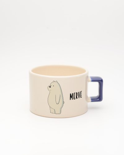 Lacivert kulplu İsme Özel Kafadar Ayılar Fincan Ice Bear, ön yüz