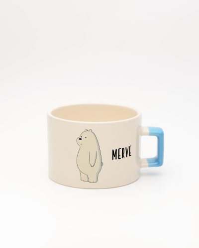 Mavi kulplu İsme Özel Kafadar Ayılar Fincan Ice Bear, ön yüz