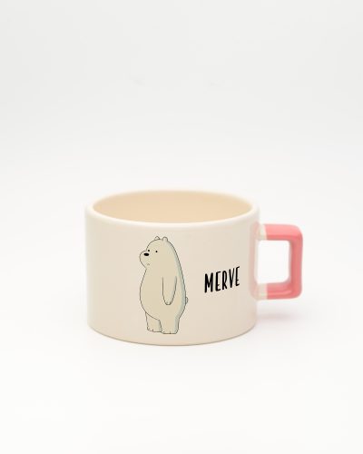 Pembe kulplu İsme Özel Kafadar Ayılar Fincan Ice Bear, ön yüz
