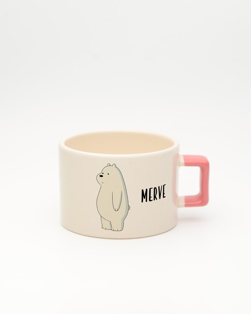 Pembe kulplu İsme Özel Kafadar Ayılar Fincan Ice Bear, ön yüz