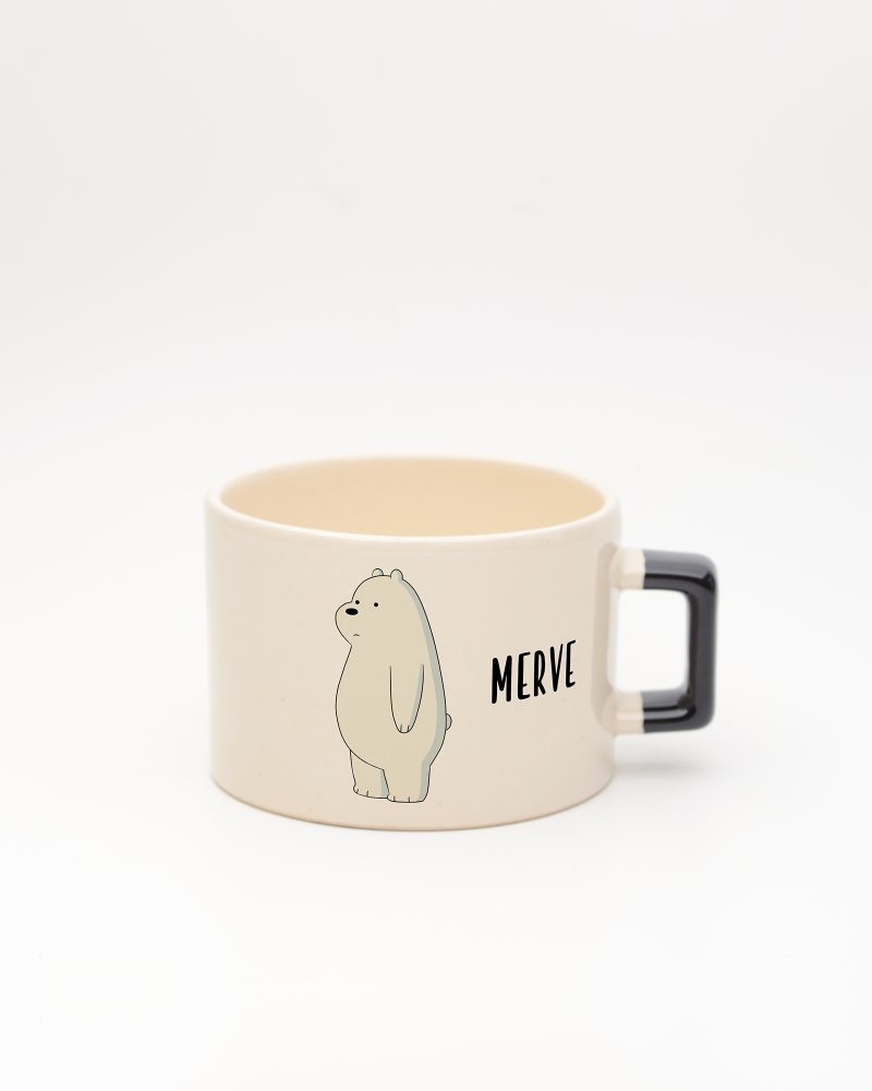 Siyah kulplu İsme Özel Kafadar Ayılar Fincan Ice Bear, ön yüz