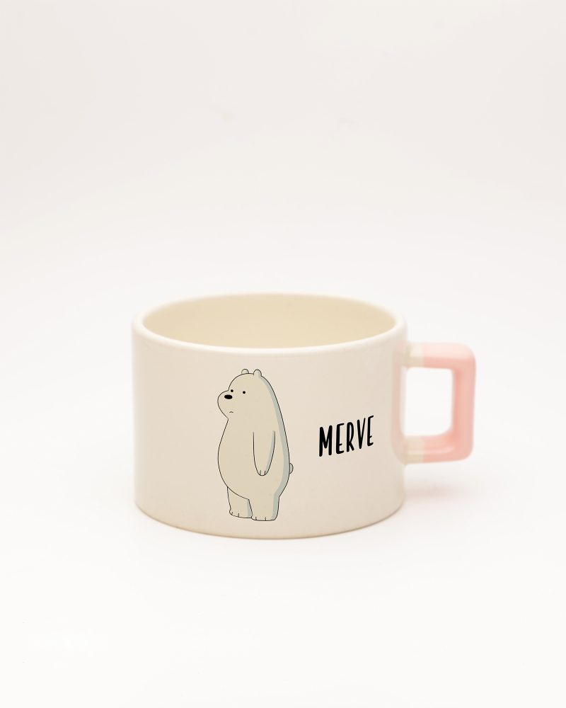 Toz Pembe kulplu İsme Özel Kafadar Ayılar Fincan Ice Bear, ön yüz