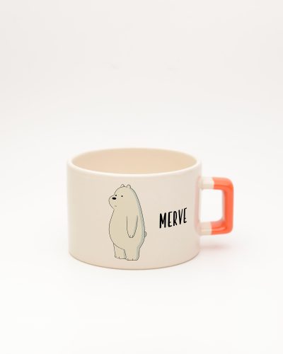 Turuncu kulplu İsme Özel Kafadar Ayılar Fincan Ice Bear, ön yüz