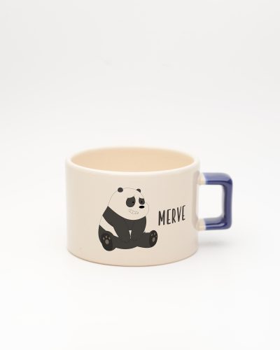 Lacivert kulplu İsme Özel Kafadar Ayılar Fincan Panda, ön yüz