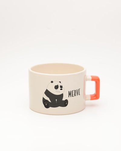 Turuncu kulplu İsme Özel Kafadar Ayılar Fincan Panda, ön yüz