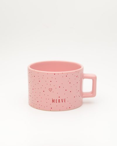 Pastel pembe Minimalist İsimli Pastel Fincan, ön yüz