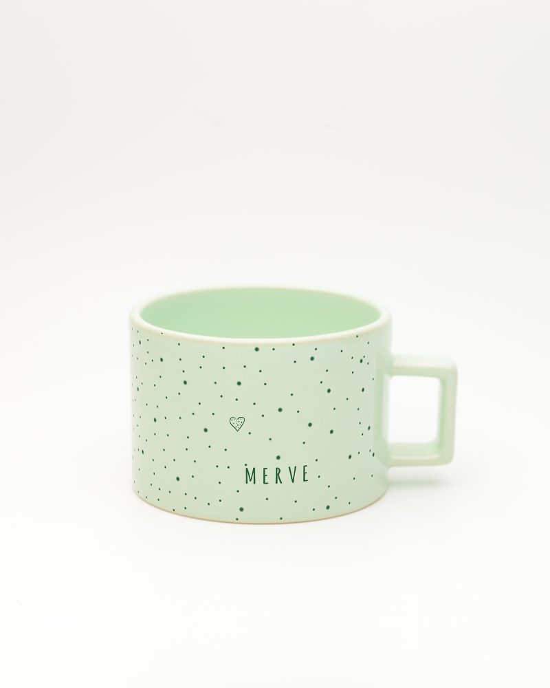 Pastel yeşil Minimalist İsimli Pastel Fincan, ön yüz