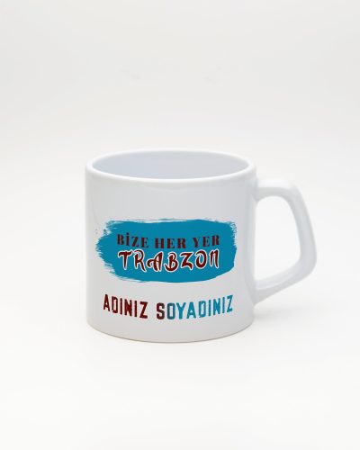 Beyaz Bordo Mavi İsimli Moka Kupa, ön yüz