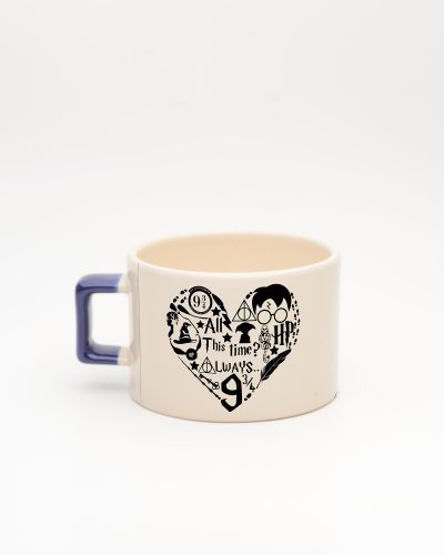 Lacivert kulplu Harry Potter Kalp Fincan, arka yüz