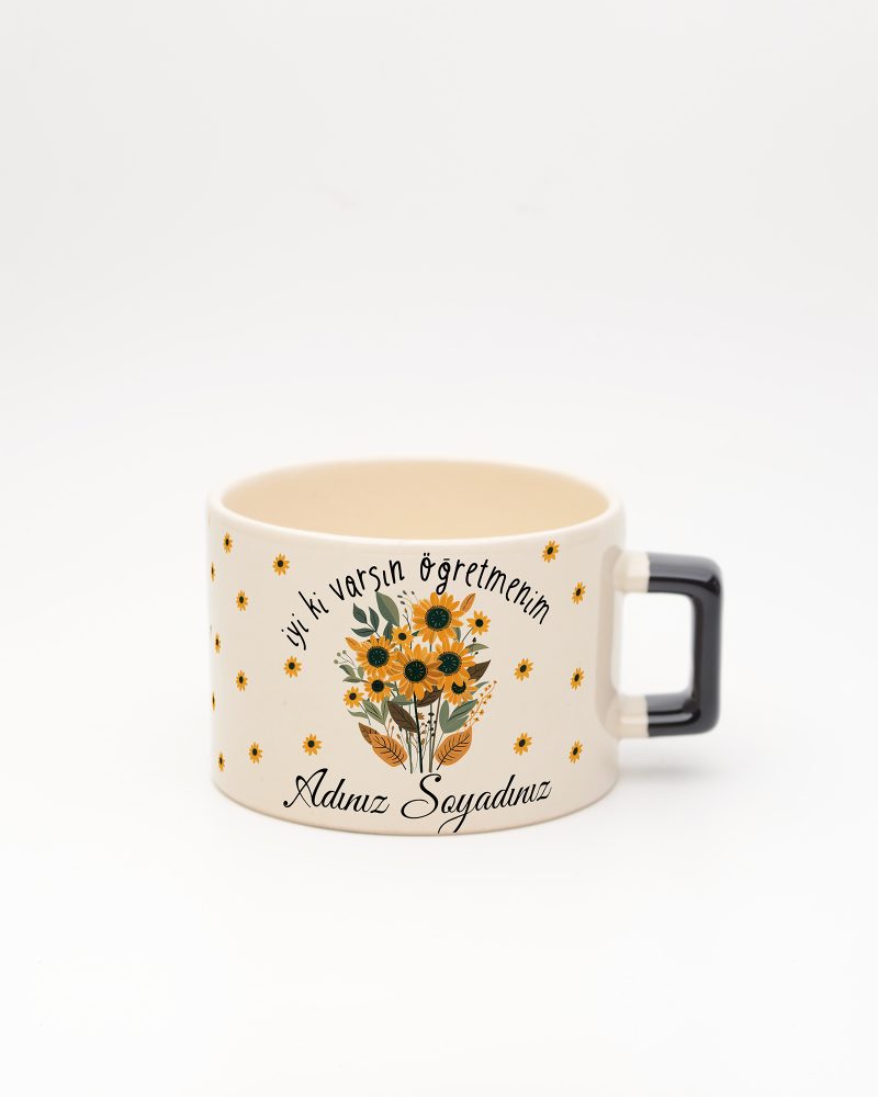Siyah kulplu İsimli Öğretmen Fincan 2, ön yüz