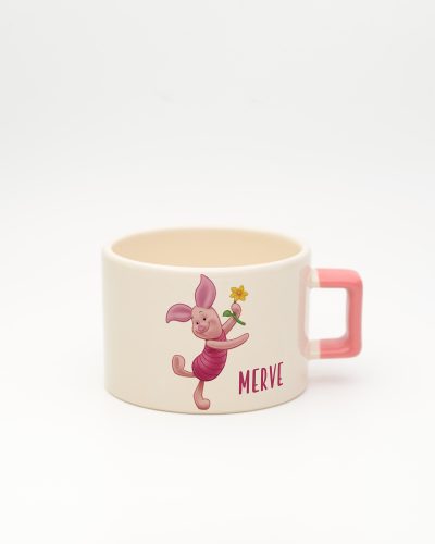 Pembe kulplu Piglet İsimli Fincan, ön yüz