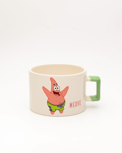 Açık Yeşil kulplu Süngerbob Patrick İsimli Fincan, ön yüz