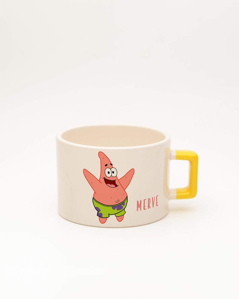 Sarı kulplu Süngerbob Patrick İsimli Fincan, ön yüz