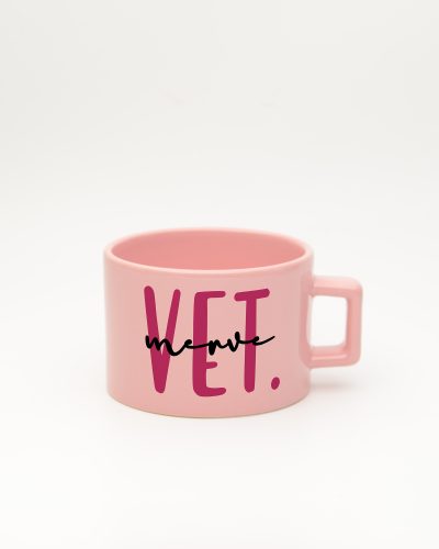 Pastel pembe Veteriner İsimli Fincan, ön yüz