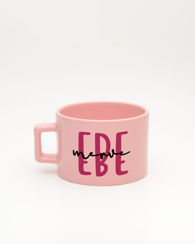 Pastel pembe Ebe İsimli Fincan, arka yüz