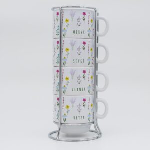 Karışık Çiçekli İsimli Fincan Seti