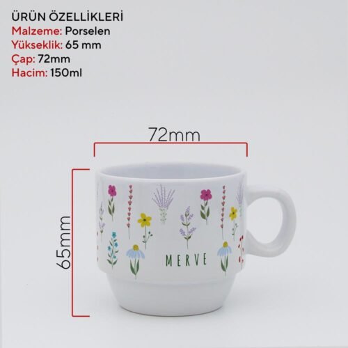 Karışık Çiçekli İsimli Fincan Seti - Görsel 2