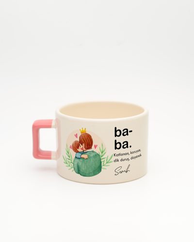 Pembe kulplu Baba Kelime Karekulp Fincan, arka yüz