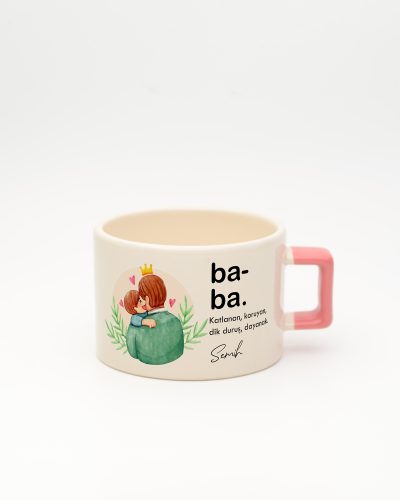 Pembe kulplu Baba Kelime Karekulp Fincan, ön yüz