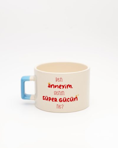 Mavi kulplu Super Mom İsimli Fincan, arka yüz